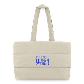 Lucerne coordinates – typography with reference to location - Puffer Shopping Bag - natural - Front