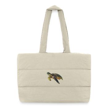 Realistic Green Sea Turtle - Puffer Shopping Bag - natural - Front
