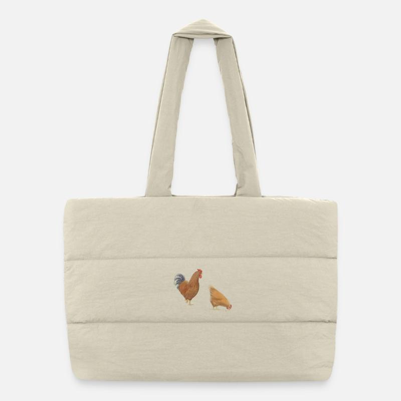 Hen and rooster sketch Puffer Shopping Bag