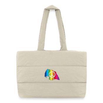 Insel Fehmarn Love Peace Rainbow - Puffer-Einkaufstasche - Naturweiß - Vorne