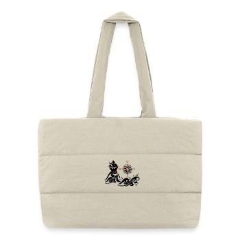 Bateau noir et rose des vents - Sac shopping matelassé - blanc naturel - Devant