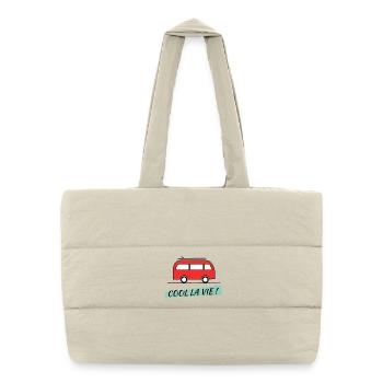 RETRAITE. BONNE RETRAITE. JOYEUSE RETRAITE - Sac shopping matelassé - blanc naturel - Devant