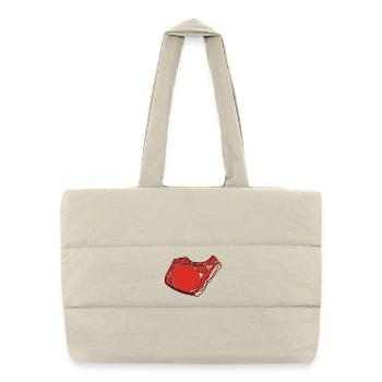 Dessin de steak - Sac shopping matelassé - blanc naturel - Devant