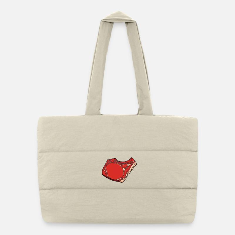 Steak Drawing Puffer Shopping Bag