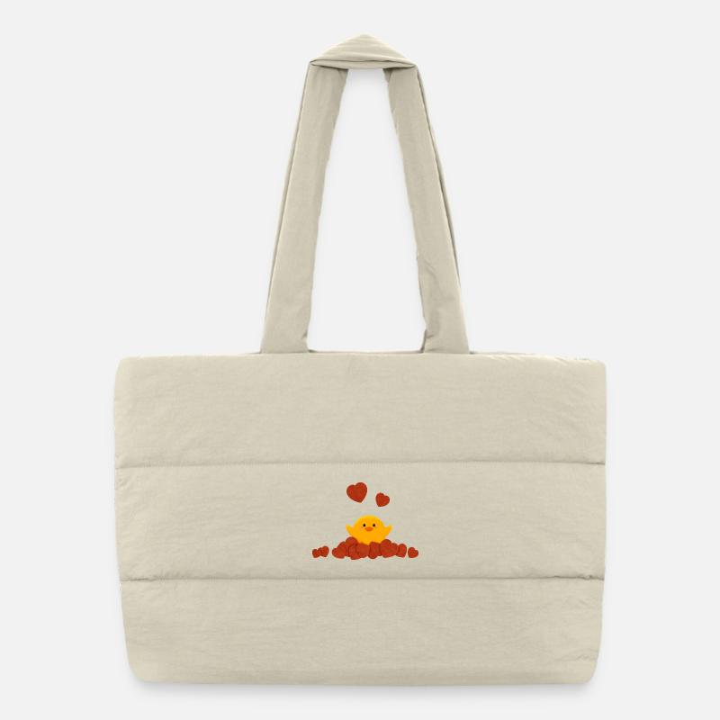 Petit canard entouré de cœurs Sac shopping matelassé