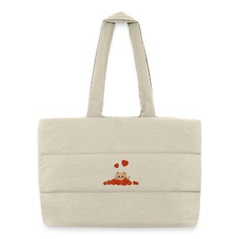 Cute cat surrounded by hearts for Valentine's Day - Puffer Shopping Bag - natural - Front