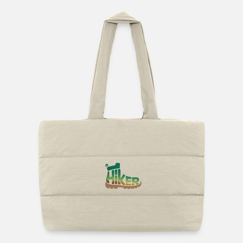 Wanderer Typografie - Wandern Design Puffer-Einkaufstasche