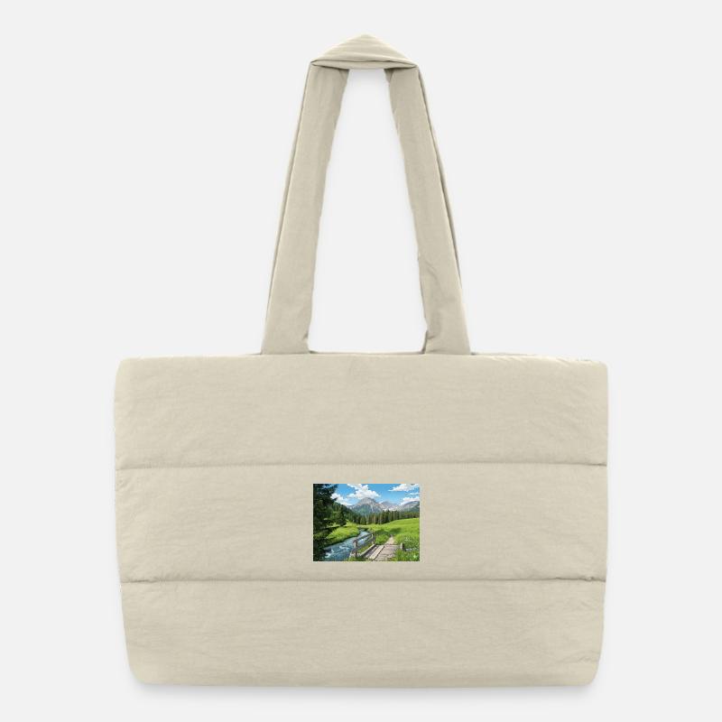 Alpine River Trail Panorama Puffer Shopping Bag