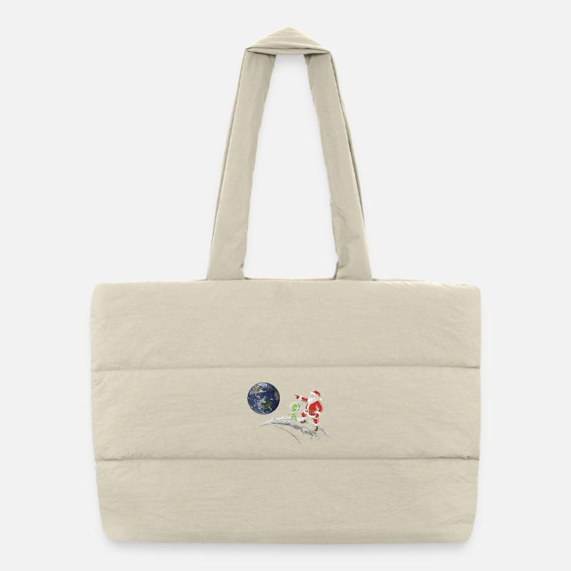 Diablotin de Noël galactique sur la lune Sac shopping matelassé
