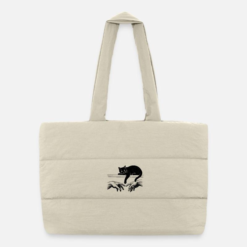 Creation of Adam with a disturbing cat Puffer Shopping Bag
