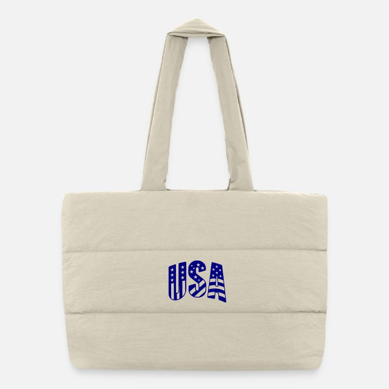 USA Flagge Schriftzug Puffer-Einkaufstasche