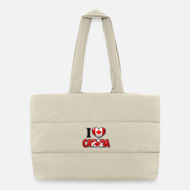 I Love Canada – Heart with Maple Leaf Puffer Shopping Bag