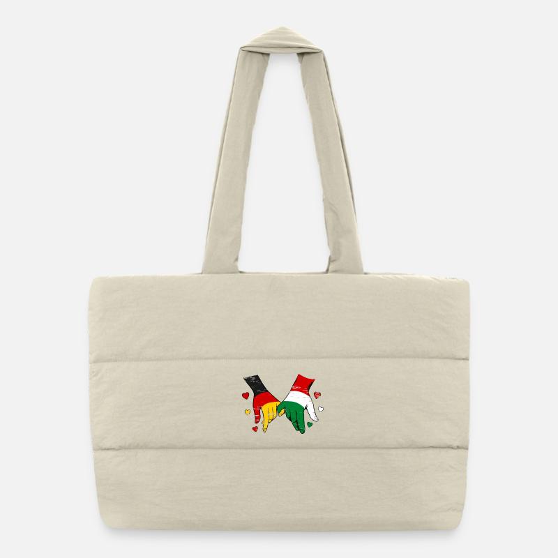 Germany Hungary Flag Holding Hands Used Puffer Shopping Bag