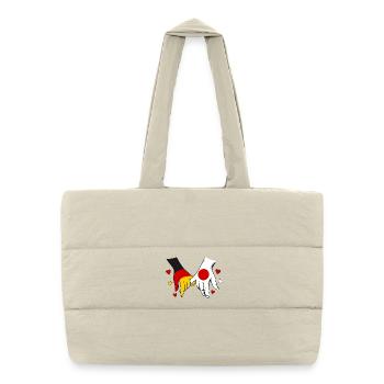 Deutschland_Japan_Flagge_Haendehalten - Sac shopping matelassé - blanc naturel - Devant