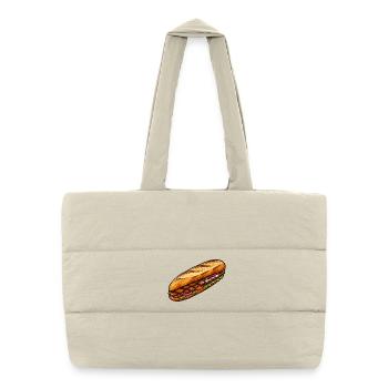 Baguette-Sandwich Illustration - Puffer-Einkaufstasche - Naturweiß - Vorne