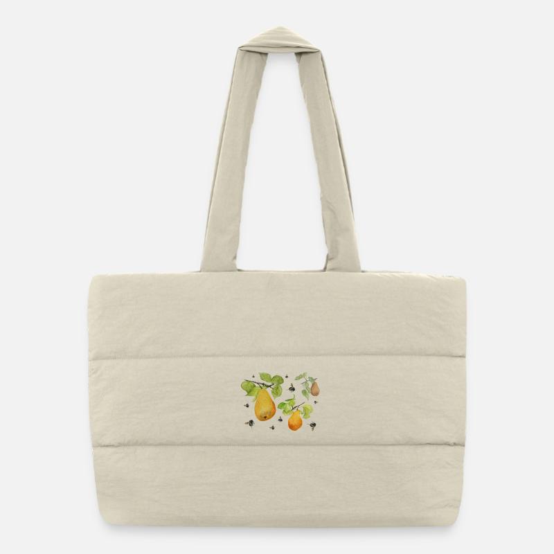 Pears and bumblebees Puffer Shopping Bag