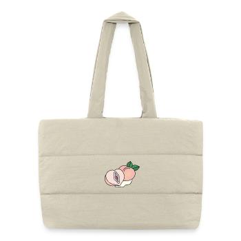 Vulva Peach Vagina Logo Design Clip Art - Puffer-Einkaufstasche - Naturweiß - Vorne
