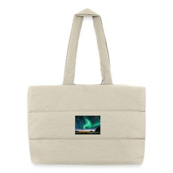 Northern Lights - oil painting - Puffer Shopping Bag - natural - Front