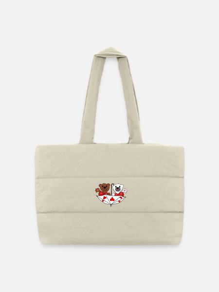 Bären Bär Teddybär Liebe Herzen Valentin Romantik - Gesteppte Shopping Bag - Naturweiß