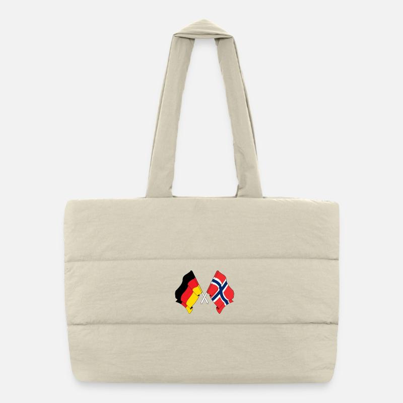 Drapeau de l’Allemagne et drapeau de la Norvège Sac shopping matelassé