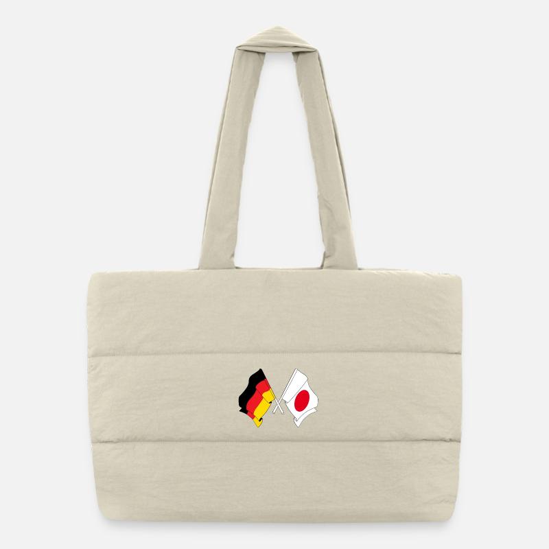 Flagge Deutschlands und Flagge Japans Puffer-Einkaufstasche