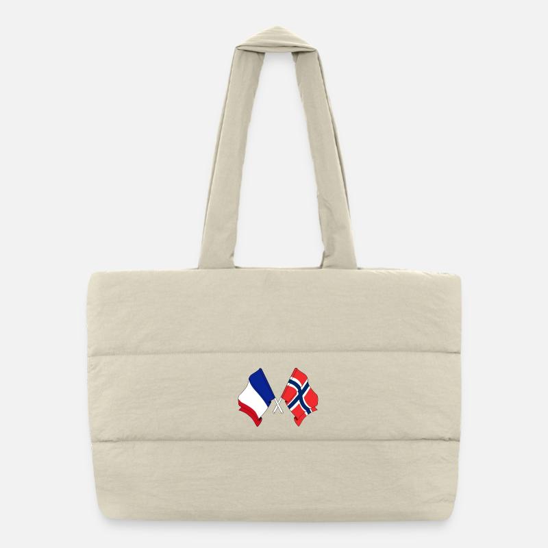 Drapeau de la France et drapeau de la Norvège Sac shopping matelassé