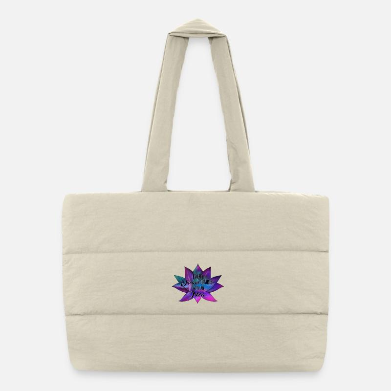 Chaque rêve commence par une idée – la fleur de lotus Sac shopping matelassé