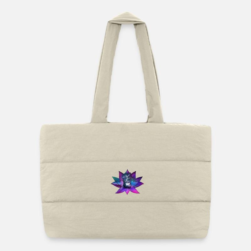 Lotus with Soul Tree – Spiritual Illustration Puffer Shopping Bag