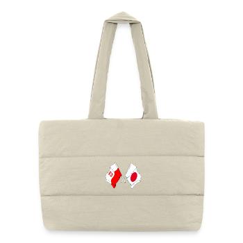 Flagge Polen und Flagge Japan gekreuzt - Puffer-Einkaufstasche - Naturweiß - Vorne
