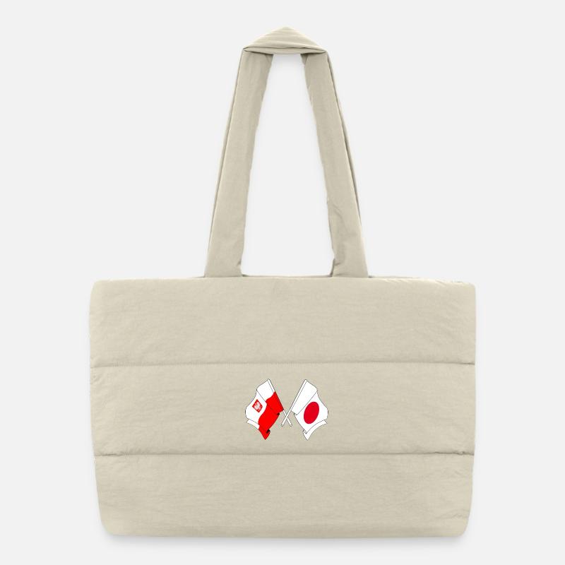 Drapeau de la Pologne et drapeau du Japon croisés Sac shopping matelassé