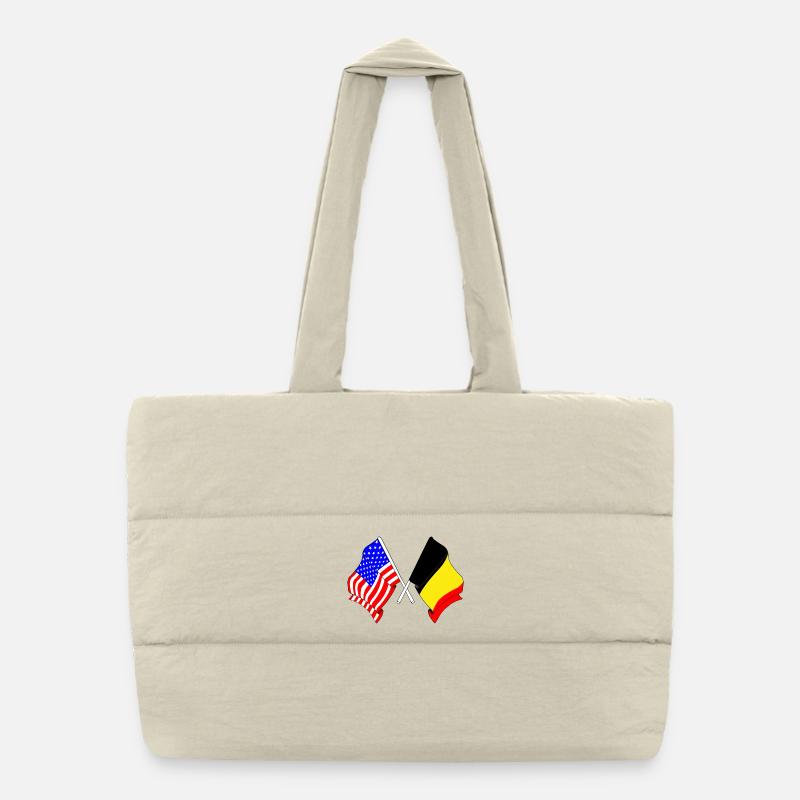 Drapeau des États-Unis et drapeau de la Belgique Sac shopping matelassé