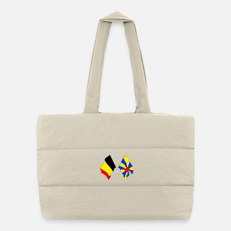 Flagge Belgien und Flagge Westflandern Puffer-Einkaufstasche