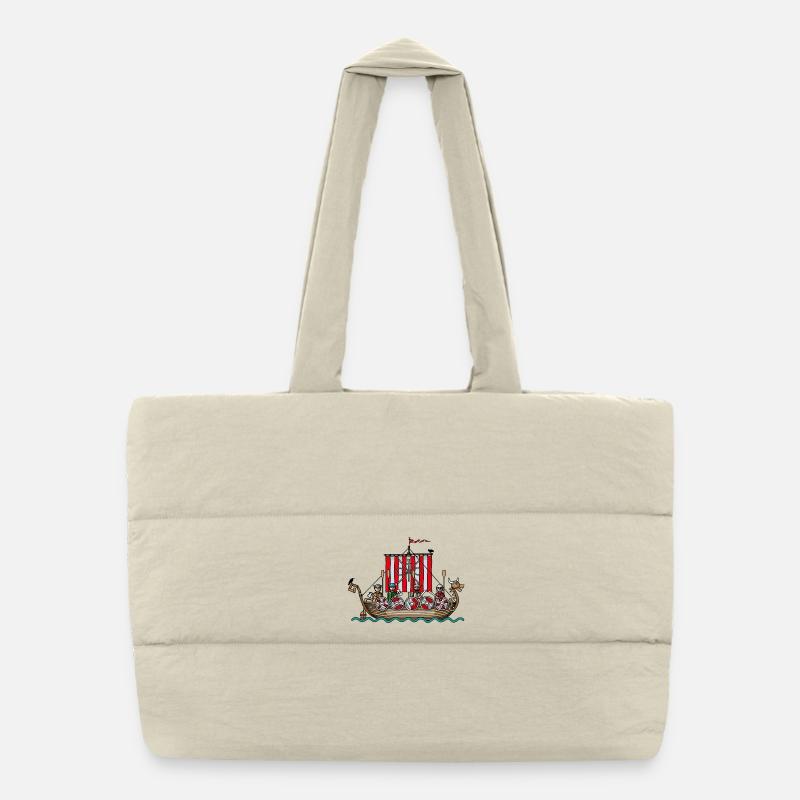 Wikinger auf hoher See Puffer-Einkaufstasche