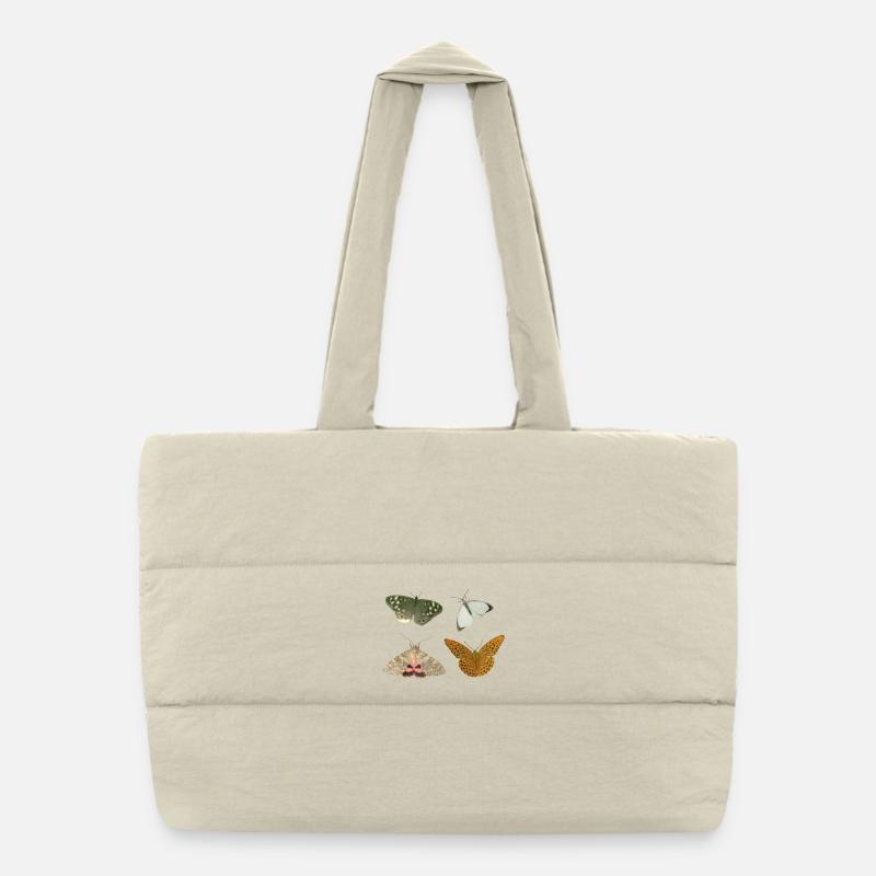 Insects Butterflies - Puffer Shopping Bag - natural