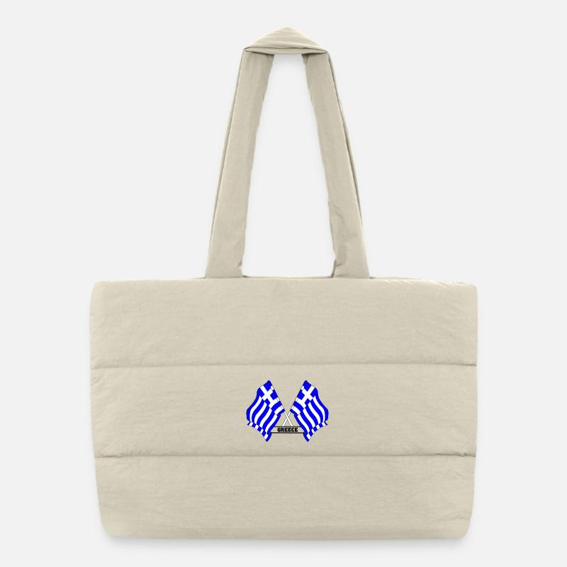 Drapeaux grecs croisés avec texte Sac shopping matelassé