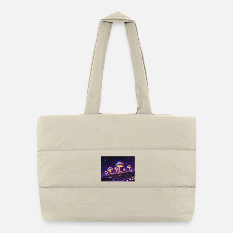Motifs de champignons lumineux dans le style néon Sac shopping matelassé