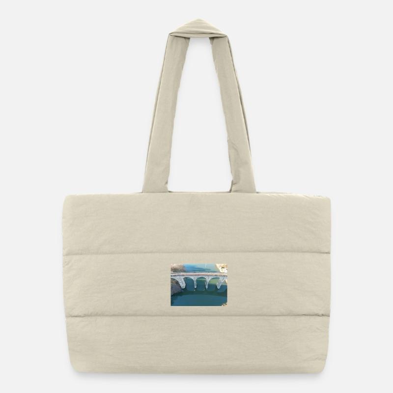 Bridge arch over the silent river Viaduct Herdecke Puffer Shopping Bag
