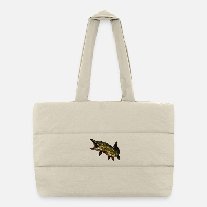 Dynamic Pike Fish Motif Puffer Shopping Bag