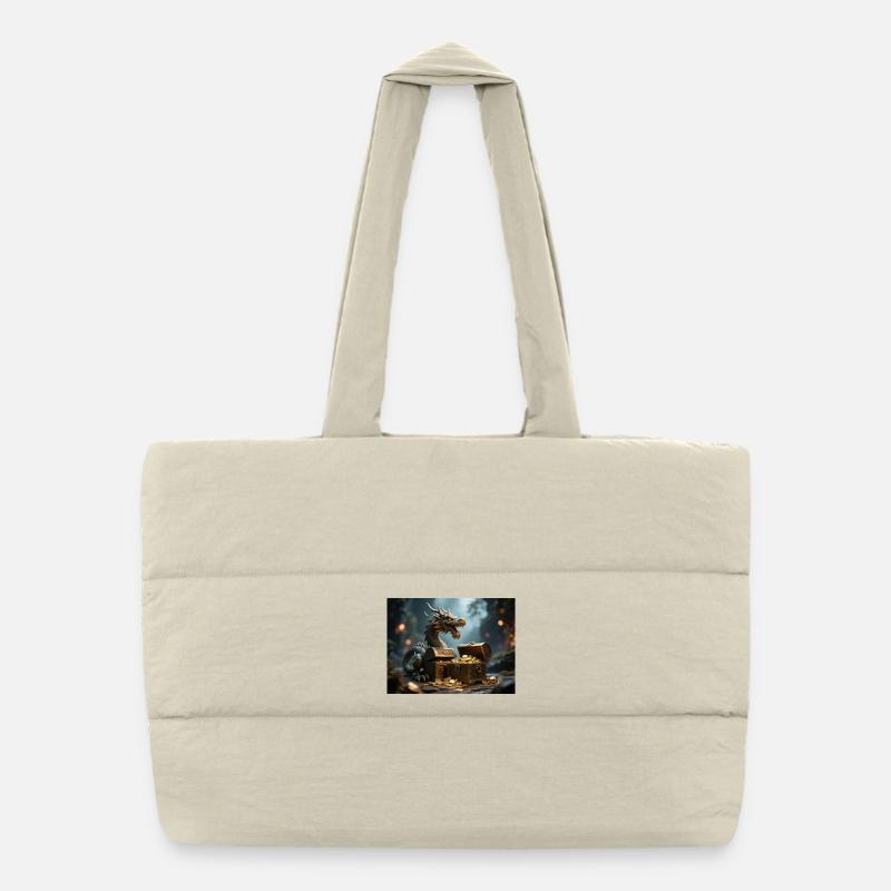Trésor de dragon dans le dragon de feu - Sac shopping matelassé - blanc naturel