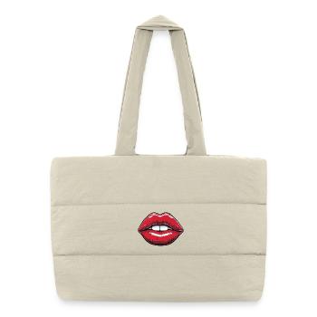 Lèvres embrassables Style bande dessinée rouge à lèvres - Sac shopping matelassé - blanc naturel - Devant