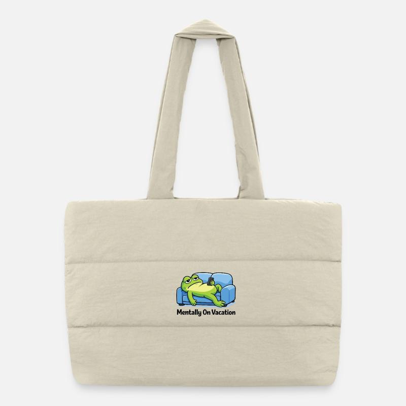 Funny Frog Meme Puffer Shopping Bag