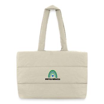 Cœur arc-en-ciel vert, bleu - Sac shopping matelassé - blanc naturel - Devant