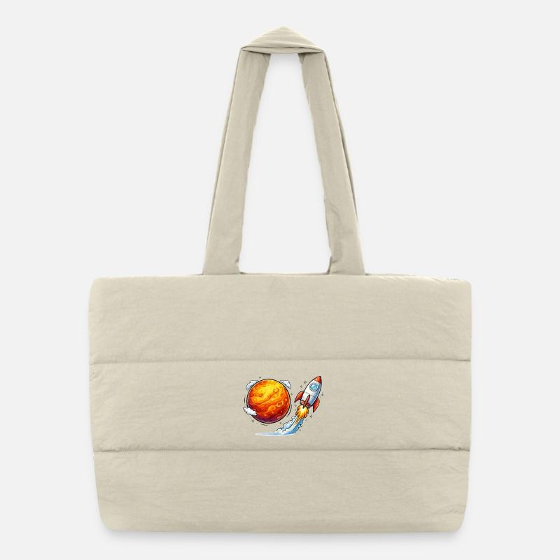 Voyage spatial sur une planète fusée Sac shopping matelassé