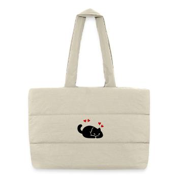 Cœur de Chat Amour - Sac shopping matelassé - blanc naturel - Devant