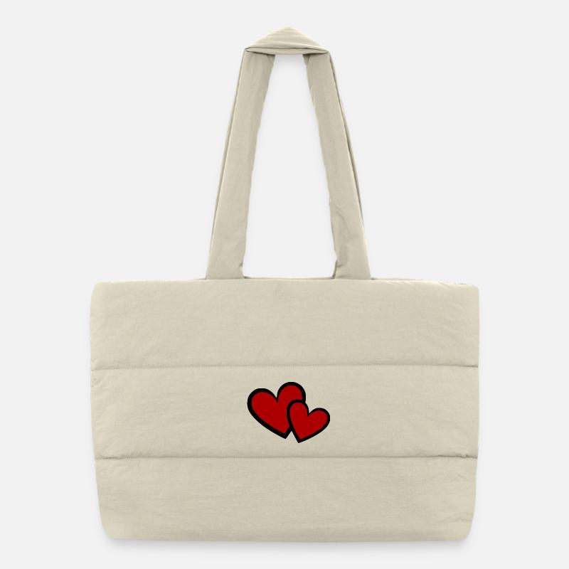 Valentinstag Herz rot Valentinstag Geschenk Valen - Puffer-Einkaufstasche - Naturweiß