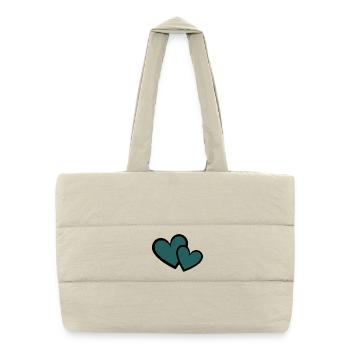 blue heart dark blue 2 hearts heart pattern - Puffer Shopping Bag - natural - Front