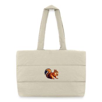 Orange Brown Squirrel with Acorn Nut Motif - Puffer Shopping Bag - natural - Front
