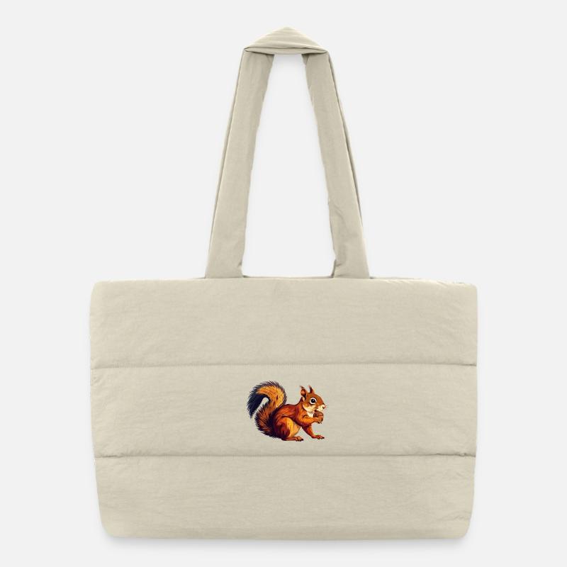 Écureuil brun orange avec motif de noix de gland Sac shopping matelassé