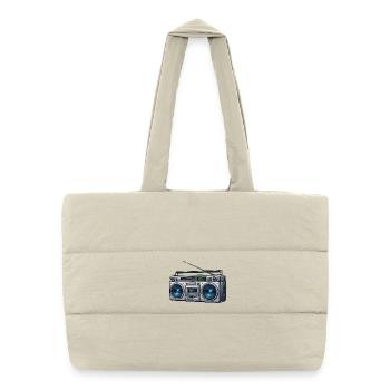 Retro Boombox Ghettoblaster - Puffer-Einkaufstasche - Naturweiß - Vorne