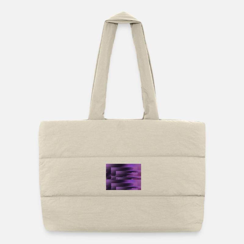 3D Glitch Purple Raster Neon - Puffer-Einkaufstasche - Naturweiß